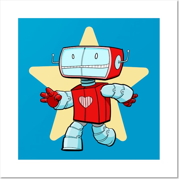 Hugbot the Robot with a Heart Full of Love. Wall Art by HarrisonPublic